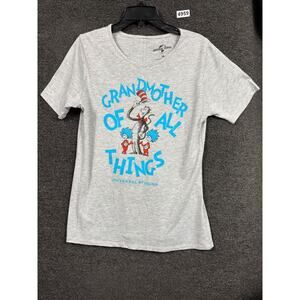 Dr. Seuss Cat in the Hat Shirt Womens XL Gray Grandmother of All Things T-Shirt